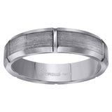 Tungsten Mens Notched Satin Brushed Comfort Fit Anniversary Band 6mm Sizes 7 To 13.5