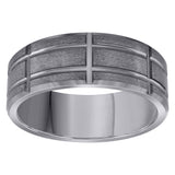 Tungsten Mens Notched Satin Comfort Fit Anniversary Band 8mm Size-8