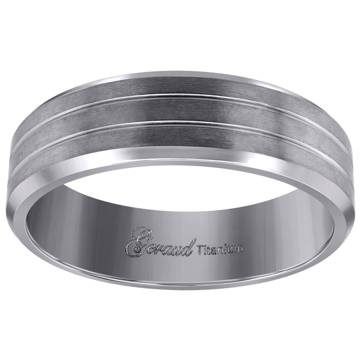Titanium Mens Brushed Grooved Comfort Fit Wedding Band 7mm Sizes 8 - 13