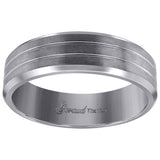 Titanium Mens Brushed Grooved Comfort Fit Wedding Band 7mm Size 9