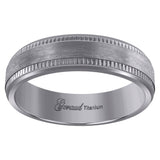 Titanium Mens Brushed Textured Ridged Grooved Comfort Fit Wedding Band 6mm Sizes 7 - 12