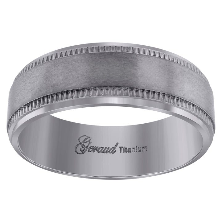 Titanium Mens Brushed Textured Ridged Grooved Comfort Fit Wedding Band 8mm Sizes 8 - 13