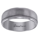 Titanium Mens Brushed Textured Ridged Grooved Comfort Fit Wedding Band 8mm Size 8