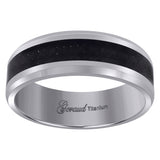 Titanium Mens Black Carbon Fiber Inlay Comfort Fit Wedding Band 8mm Size 8.5