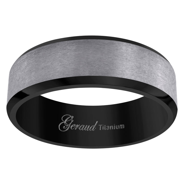 Titanium Two-tone Mens Brushed Beveled Edge Comfort Fit Wedding Band 8mm Sizes 8 - 13