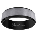 Titanium Two-tone Mens Brushed Beveled Edge Comfort Fit Wedding Band 8mm Size 9