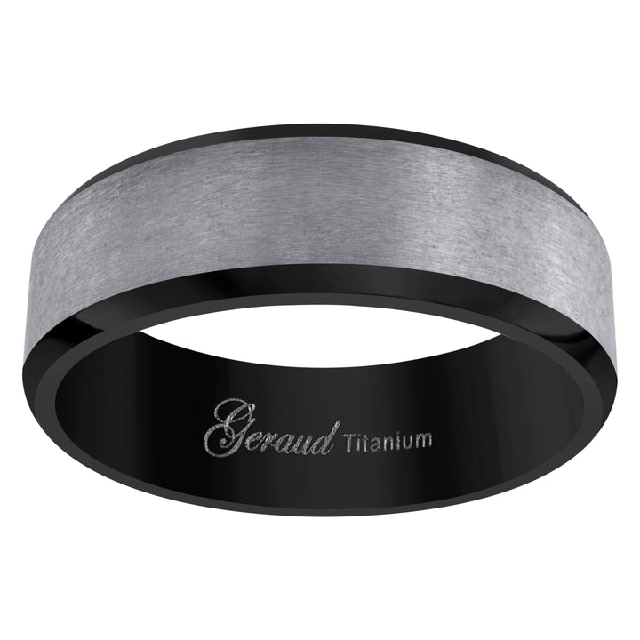 Titanium Two-tone Mens Brushed Beveled Edge Comfort Fit Wedding Band 8mm Size 11.5