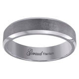 Titanium Mens Brushed Beveled Edge Comfort Fit Wedding Band 6mm Sizes 7 - 12