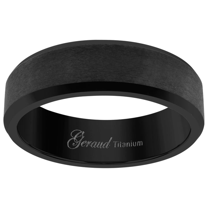 Titanium Black Mens Brushed Beveled Edge Comfort Fit Wedding Band 6mm Size 7