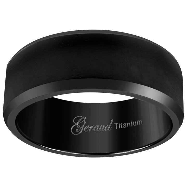 Titanium Black Mens Brushed Beveled Edge Comfort Fit Wedding Band 8mm Size 8