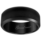 Titanium Black Mens Brushed Beveled Edge Comfort Fit Wedding Band 8mm Size 11.5