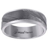 Titanium Mens Brushed Multi Grooved Comfort Fit Wedding Band 7mm Size 8.5