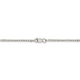 925 Sterling Silver Rhodium-plated 1.7mm Diamond-cut Box Chain Necklace, Bracelet or Anklet