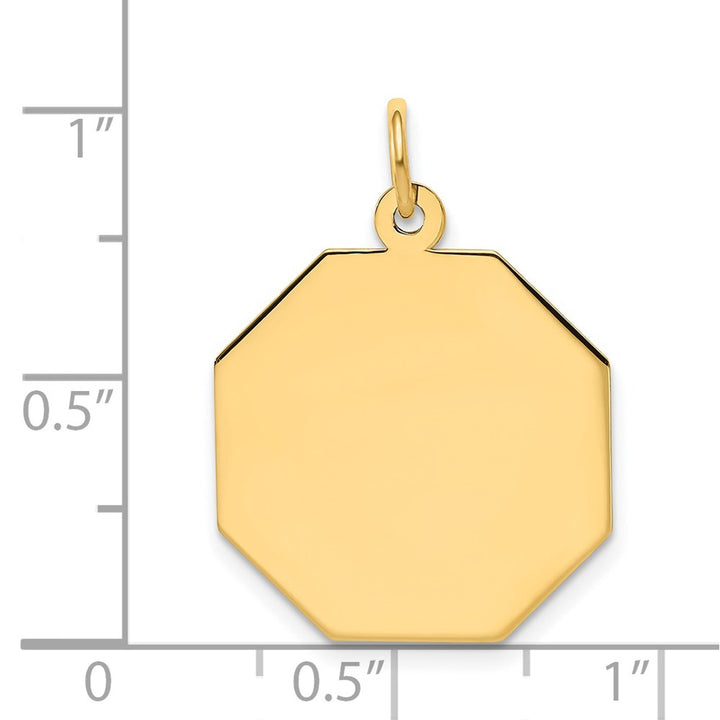 14k Yellow Gold Solid Plain .027 Gauge Engravable Octagonal Disc Charm Pendant