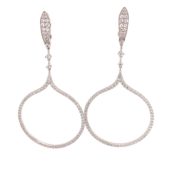 925 Sterling Silver Cubic Zirconia Womens Hoop Dangle Earrings